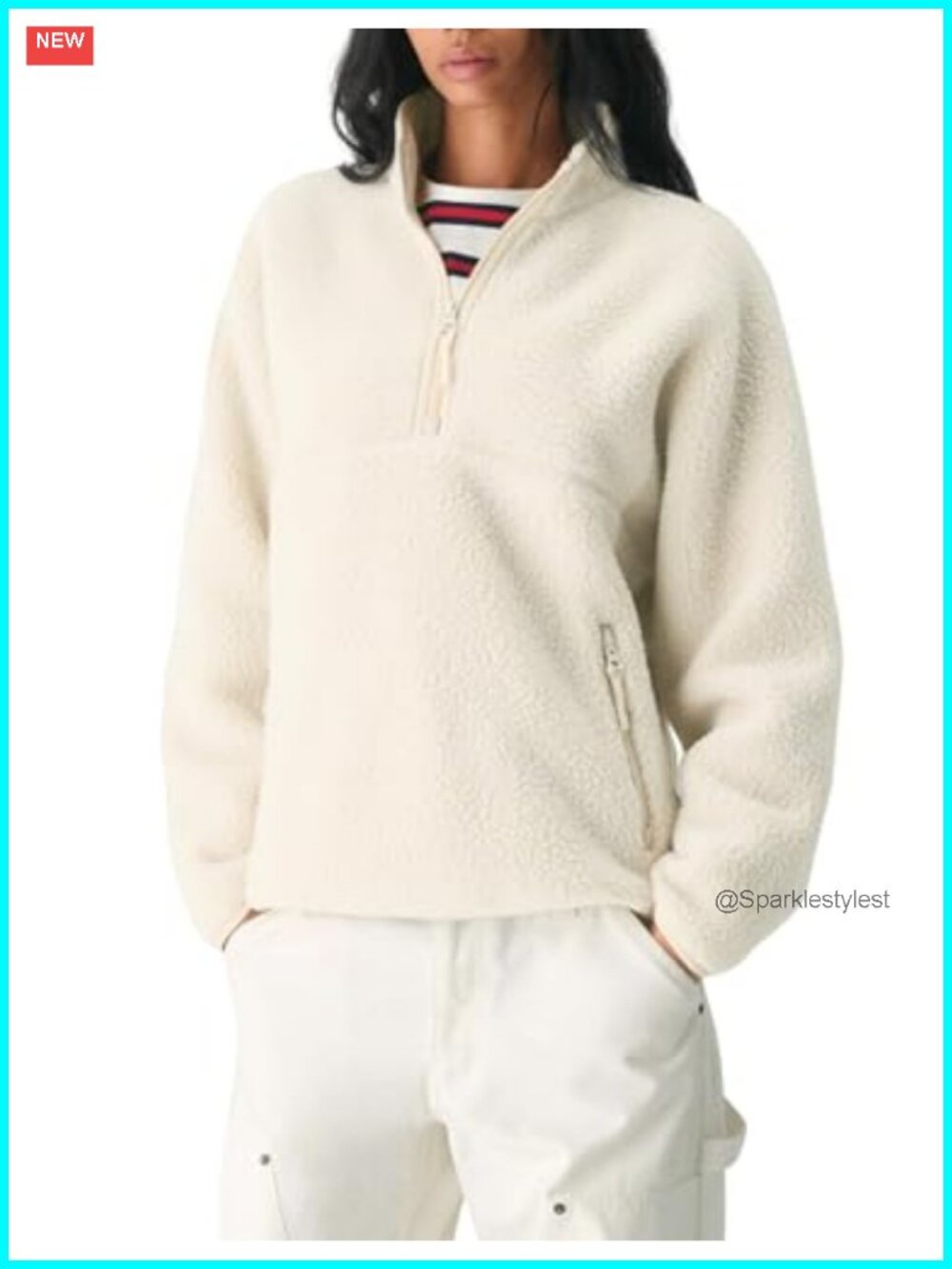 Women Half Zip Polar Fleece Pullover Cropped Sweatshirt